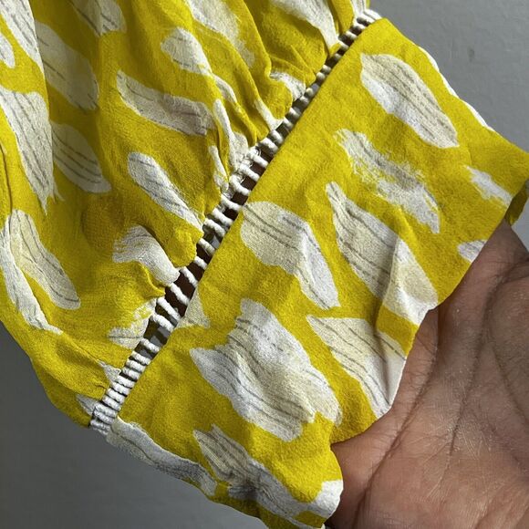 Anthropologie Dolan Yellow Semi Sheer Silk Blouse Size XS Pop Over - Picture 9 of 12